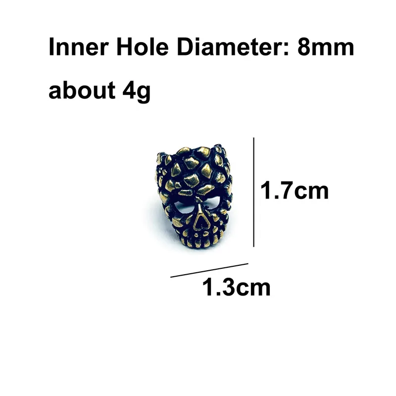 Žalvario Kaukolės Galvą EDC Įrankį Peilį Granules Big Hole 