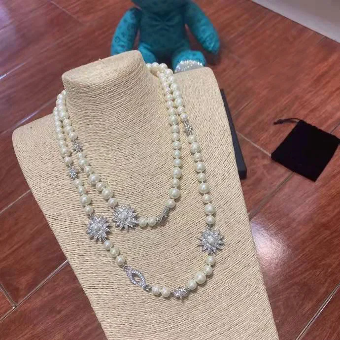 Ilgai pearl grandinės prekės neckless karoliukai, papuošalai ant kaklo gėlės femme karoliai moterų, mergaičių, aksesuarų, dovanų 2022 Nuotrauka 2