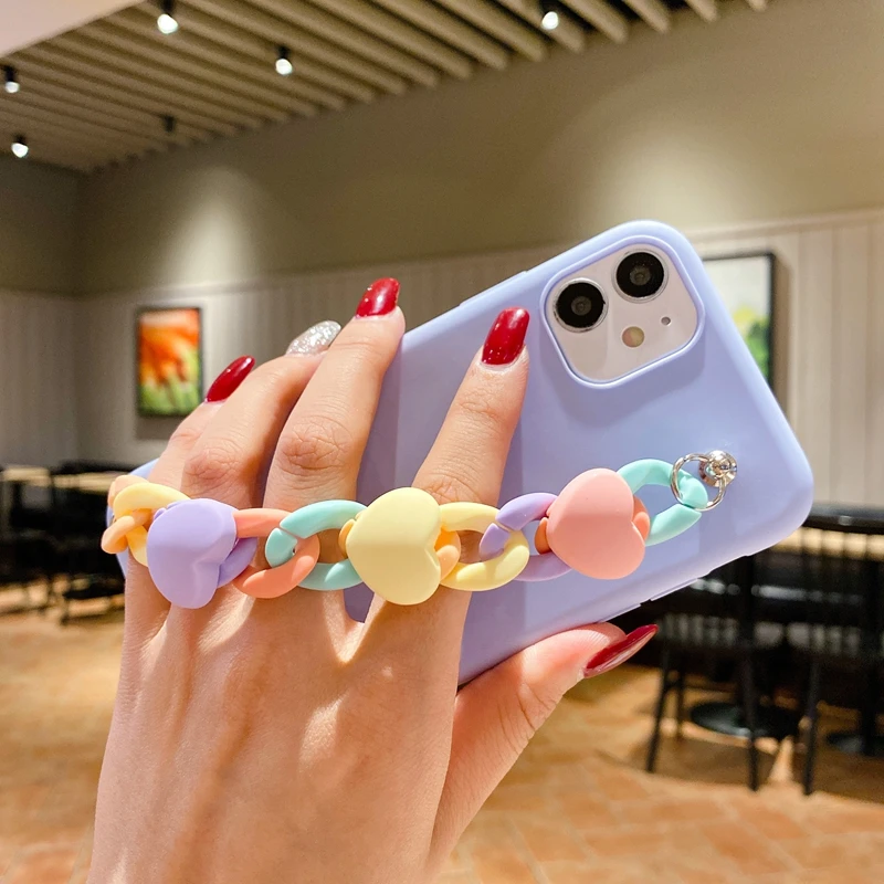 Mielas 3D Saldainiai Meilės Riešo Grandinės Dirželis su Silikono Atveju, Huawei P Smart 2019 2020 2021 Z Psmart Plus Pro Minkštos TPU Atvejais Coque Nuotrauka 0