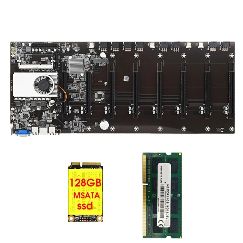BTC-T37 Kasybos Plokštę 8 GPU Bitcoin Etherum Kasyba su 128 gb MSATA SSD 8GB DDR3 1 600MHZ RAM RINKINYS Nuotrauka 0