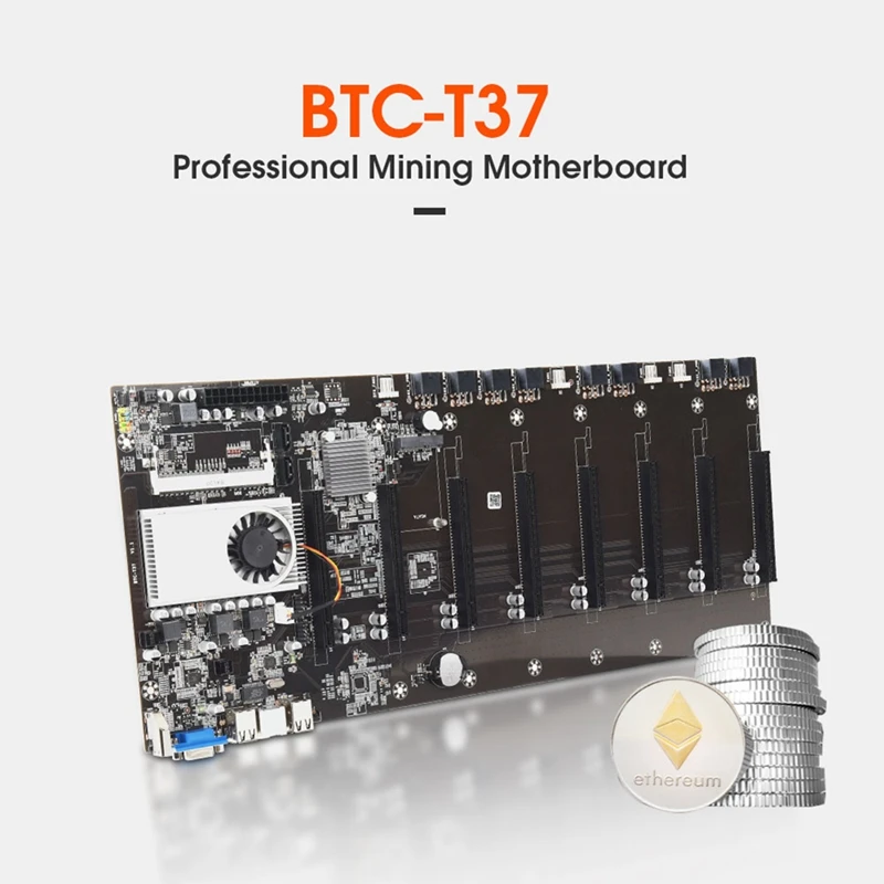 BTC-T37 Kasybos Plokštę 8 GPU Bitcoin Etherum Kasyba su 128 gb MSATA SSD 8GB DDR3 1 600MHZ RAM RINKINYS Nuotrauka 2