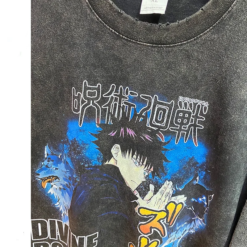 Anime T-shirt Vyrai Streetwear Negabaritinių Harajuku Animacinių filmų Spausdinti Marškinėlius Medvilnės Derliaus Apvalios Kaklo trumpomis Rankovėmis Viršuje 2021 M. Vasaros, Nauja Nuotrauka 5