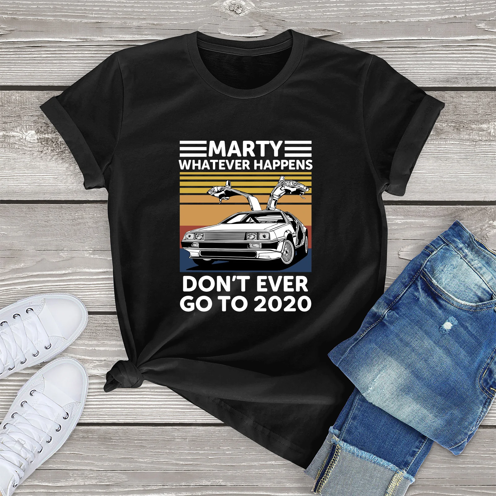 JKLPOLQ Retro Vasaros Unisex Marškinėlius Marty kad ir kas nutiktų, Niekada negalima Eiti Iki 2020 M. Vyrų Ir Moterų Medvilnės Naujovė T-Shirt Nuotrauka 1