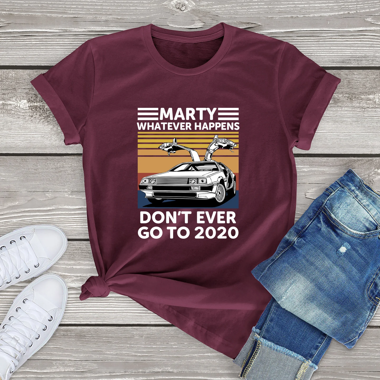 JKLPOLQ Retro Vasaros Unisex Marškinėlius Marty kad ir kas nutiktų, Niekada negalima Eiti Iki 2020 M. Vyrų Ir Moterų Medvilnės Naujovė T-Shirt Nuotrauka 3