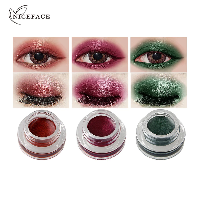 Niceface Gamtos 15 Spalvų Vieno Eyeshadow Kremas atsparus Vandeniui Ilgalaikis Pigmentai, Raudonos, Žalios Spalvos Mirguliavimas Metallic Akių šešėliai Nuotrauka 2