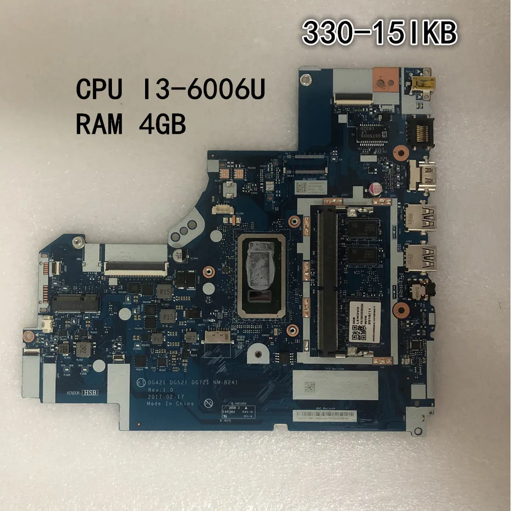 Originalus nešiojamas kompiuteris Lenovo Ideapad 330-15IKB Motininės plokštės CPU I3-6006 UMA 4GB FRU 5B20S95584 Nuotrauka 0