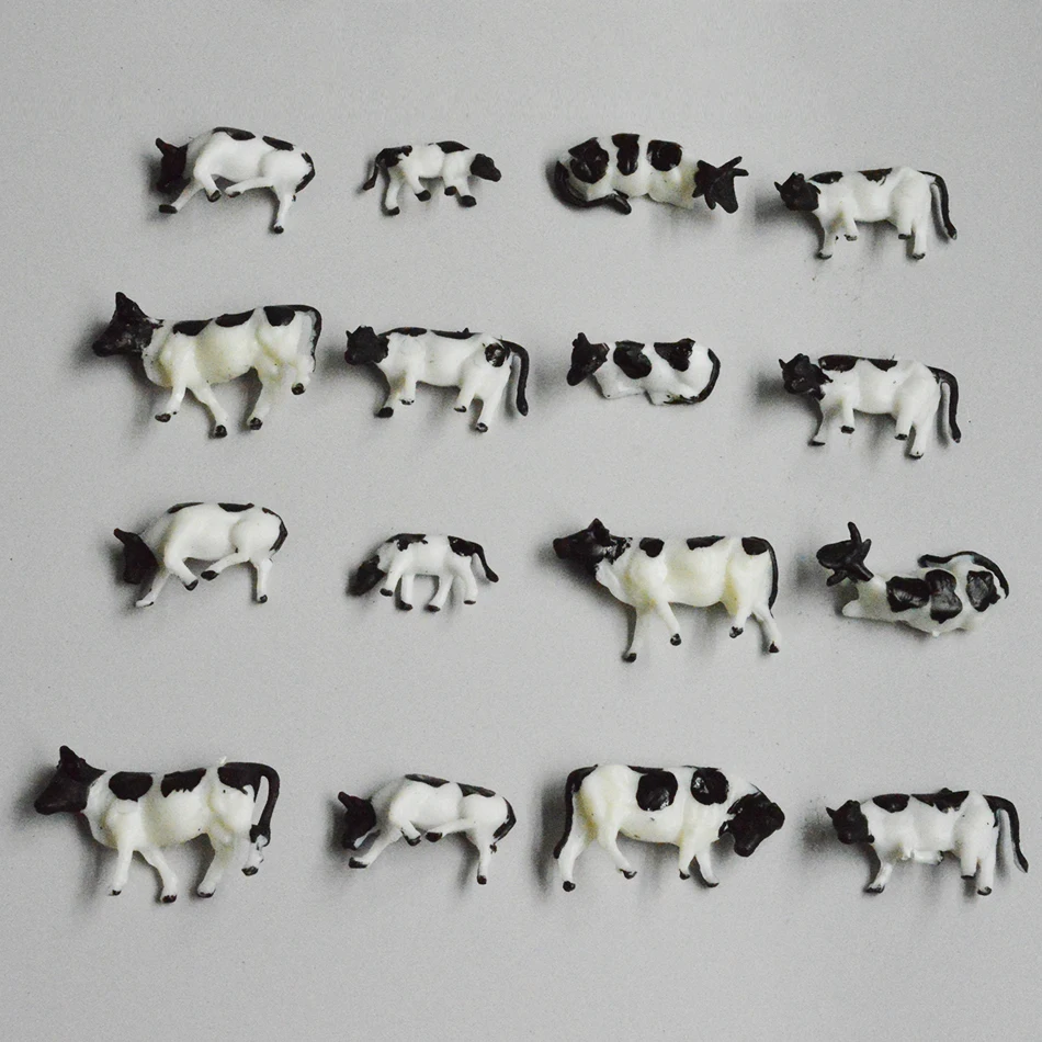 1:87 HO Masto Modelis Karvių Miniatiūriniai Ūkio Gyvūnų Modelio Karvę Modelis Geležinkelio Maketas įvairių Skirtingų pozų 50pcs Nuotrauka 1