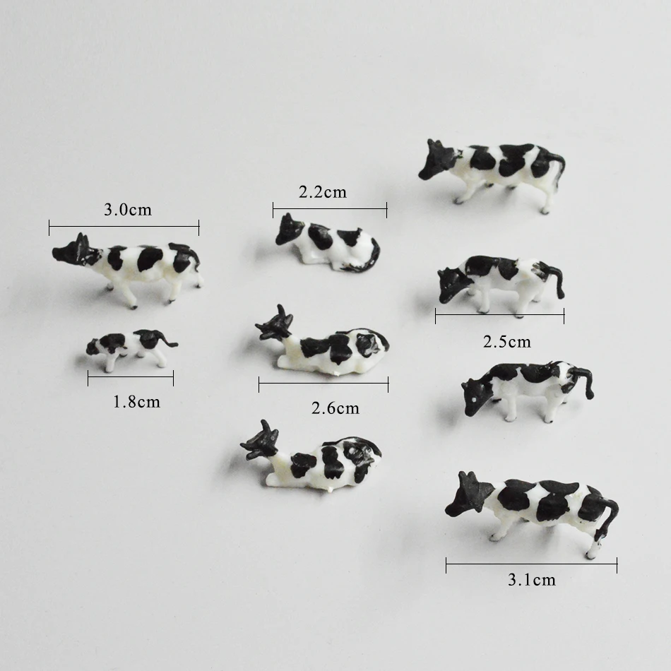 1:87 HO Masto Modelis Karvių Miniatiūriniai Ūkio Gyvūnų Modelio Karvę Modelis Geležinkelio Maketas įvairių Skirtingų pozų 50pcs Nuotrauka 2