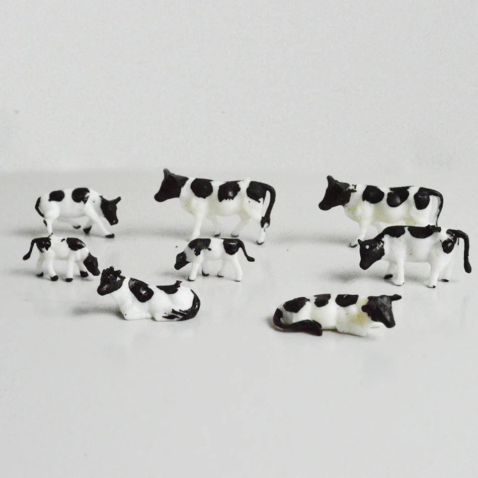 1:87 HO Masto Modelis Karvių Miniatiūriniai Ūkio Gyvūnų Modelio Karvę Modelis Geležinkelio Maketas įvairių Skirtingų pozų 50pcs Nuotrauka 3