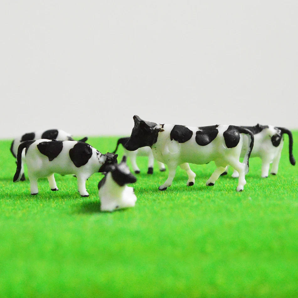 1:87 HO Masto Modelis Karvių Miniatiūriniai Ūkio Gyvūnų Modelio Karvę Modelis Geležinkelio Maketas įvairių Skirtingų pozų 50pcs Nuotrauka 5